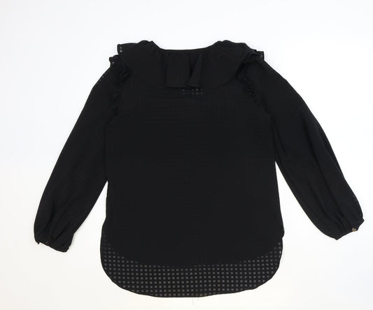 Wallis Womens Black Check Polyester Tunic Blouse Size 10 V-Neck