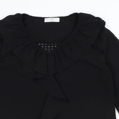 Wallis Womens Black Check Polyester Tunic Blouse Size 10 V-Neck