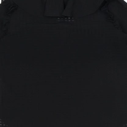 Wallis Womens Black Check Polyester Tunic Blouse Size 10 V-Neck