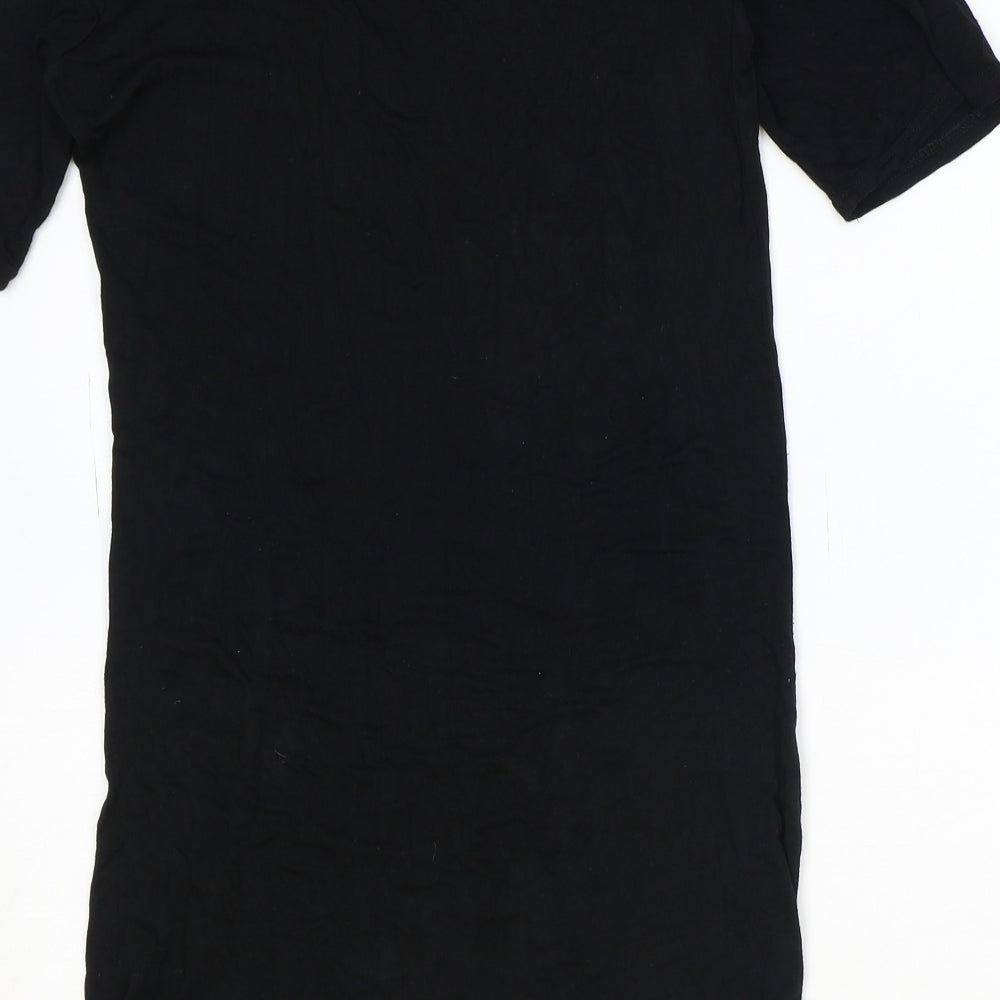 PRETTYLITTLETHING Womens Black Polyester A-Line Size 10 V-Neck Pullover