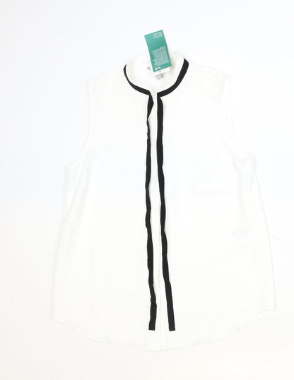 Womens UK Size 8 H&M Ivory Basic Button-Up