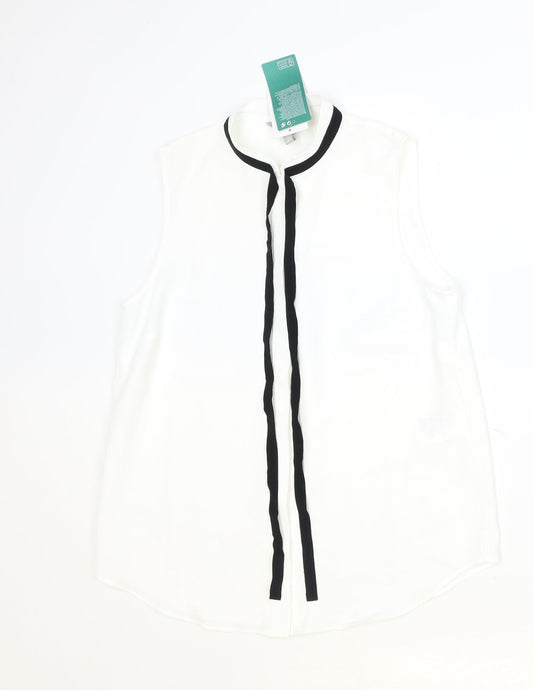 Womens UK Size 8 H&M Ivory Basic Button-Up