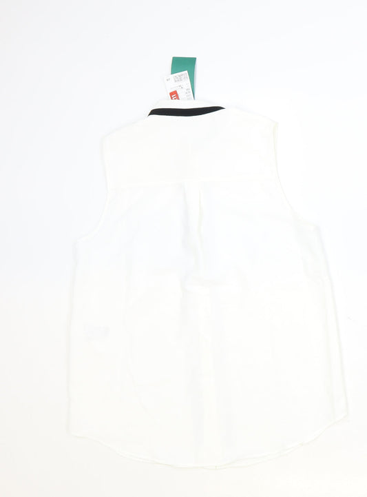 Womens UK Size 8 H&M Ivory Basic Button-Up