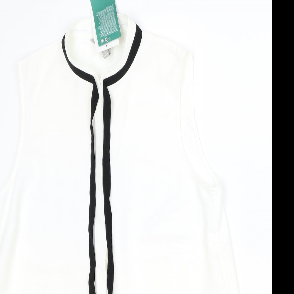 Womens UK Size 8 H&M Ivory Basic Button-Up