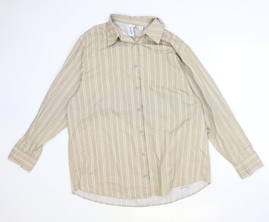 Womens UK Size 8 COLLUSION Brown Basic Button-Up
