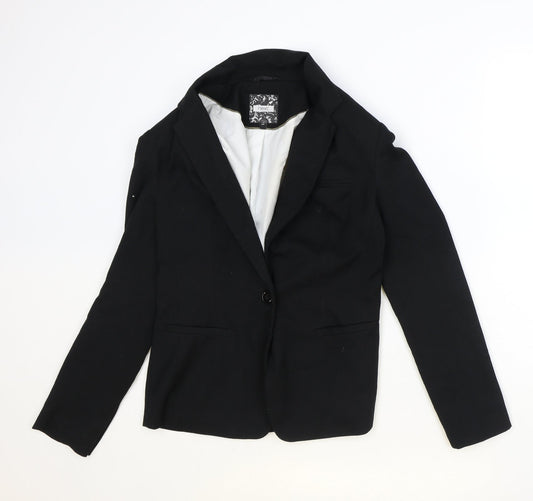 NEXT Womens Black Polyester Jacket Blazer Size 10