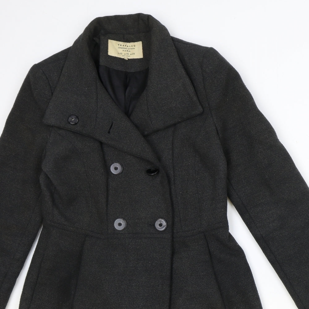 Womens UK Size XS Zara Grey Overcoat