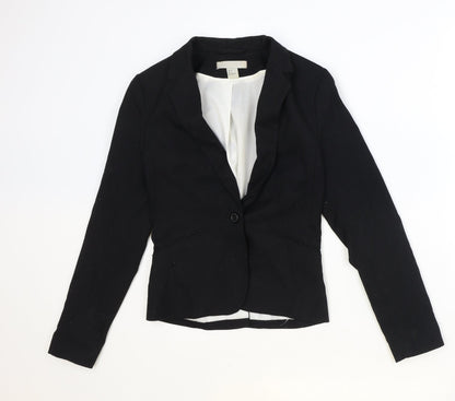 H&M Womens Black Polyester Jacket Blazer Size 6