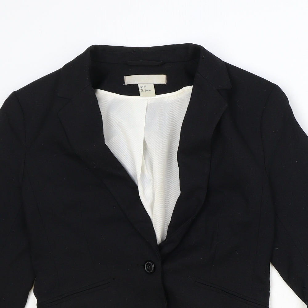 H&M Womens Black Polyester Jacket Blazer Size 6