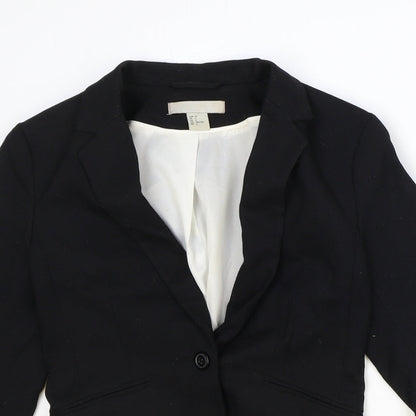 H&M Womens Black Polyester Jacket Blazer Size 6