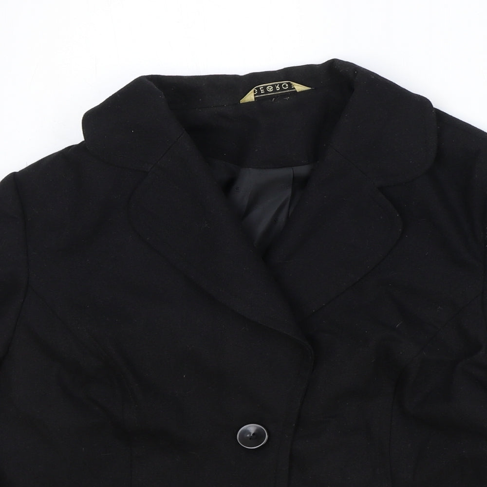 George Womens Black Polyester Jacket Blazer Size 16