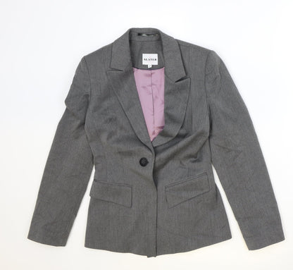 Slaters Womens Grey Polyester Jacket Blazer Size 6