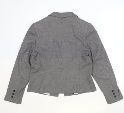 Marks and Spencer Womens Black Geometric Polyester Jacket Blazer Size 14