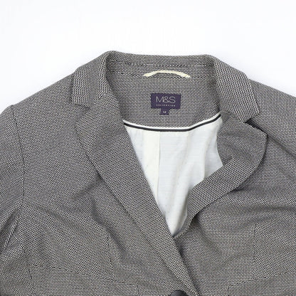Marks and Spencer Womens Black Geometric Polyester Jacket Blazer Size 14