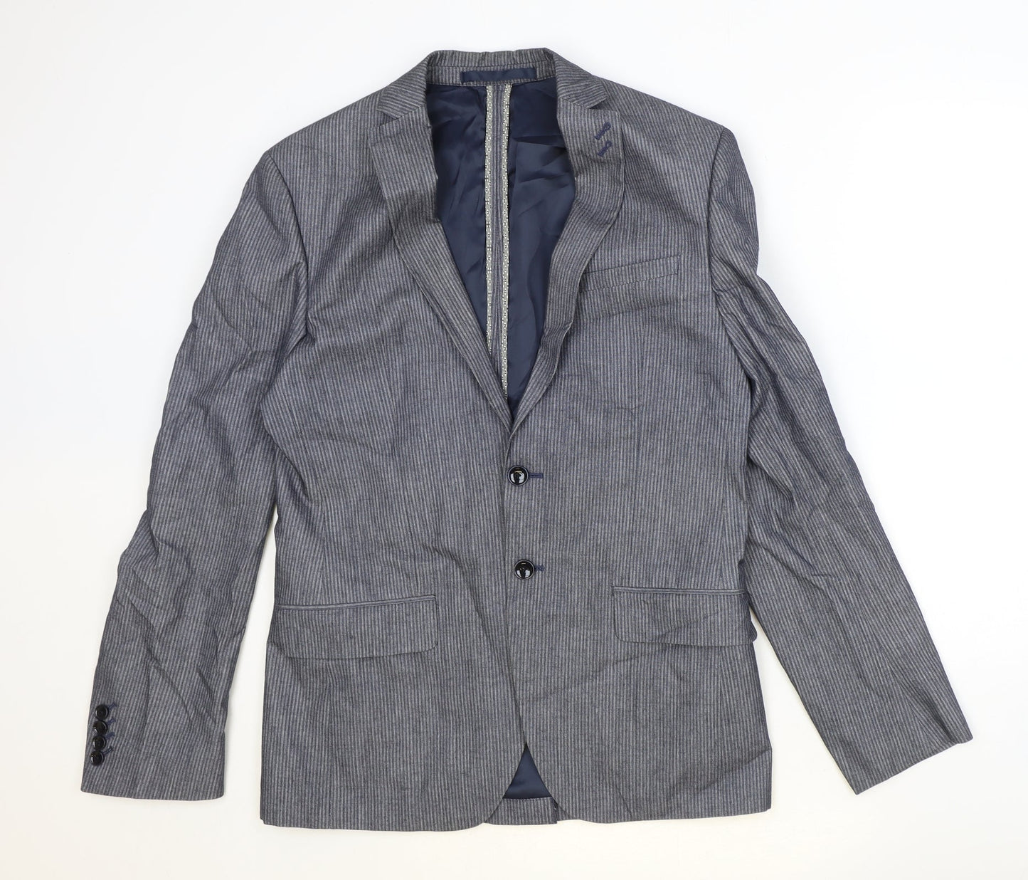 Autograph Mens Green Striped Polyester Jacket Suit Jacket Size 38 Regular