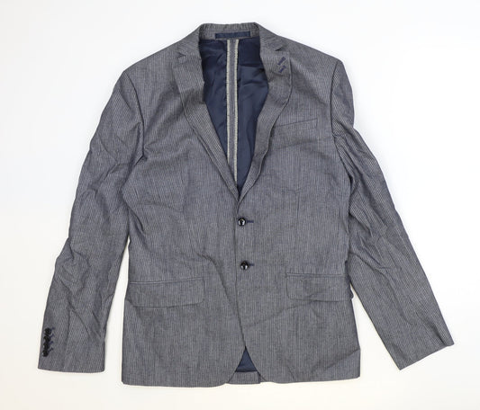 Autograph Mens Green Striped Polyester Jacket Suit Jacket Size 38 Regular