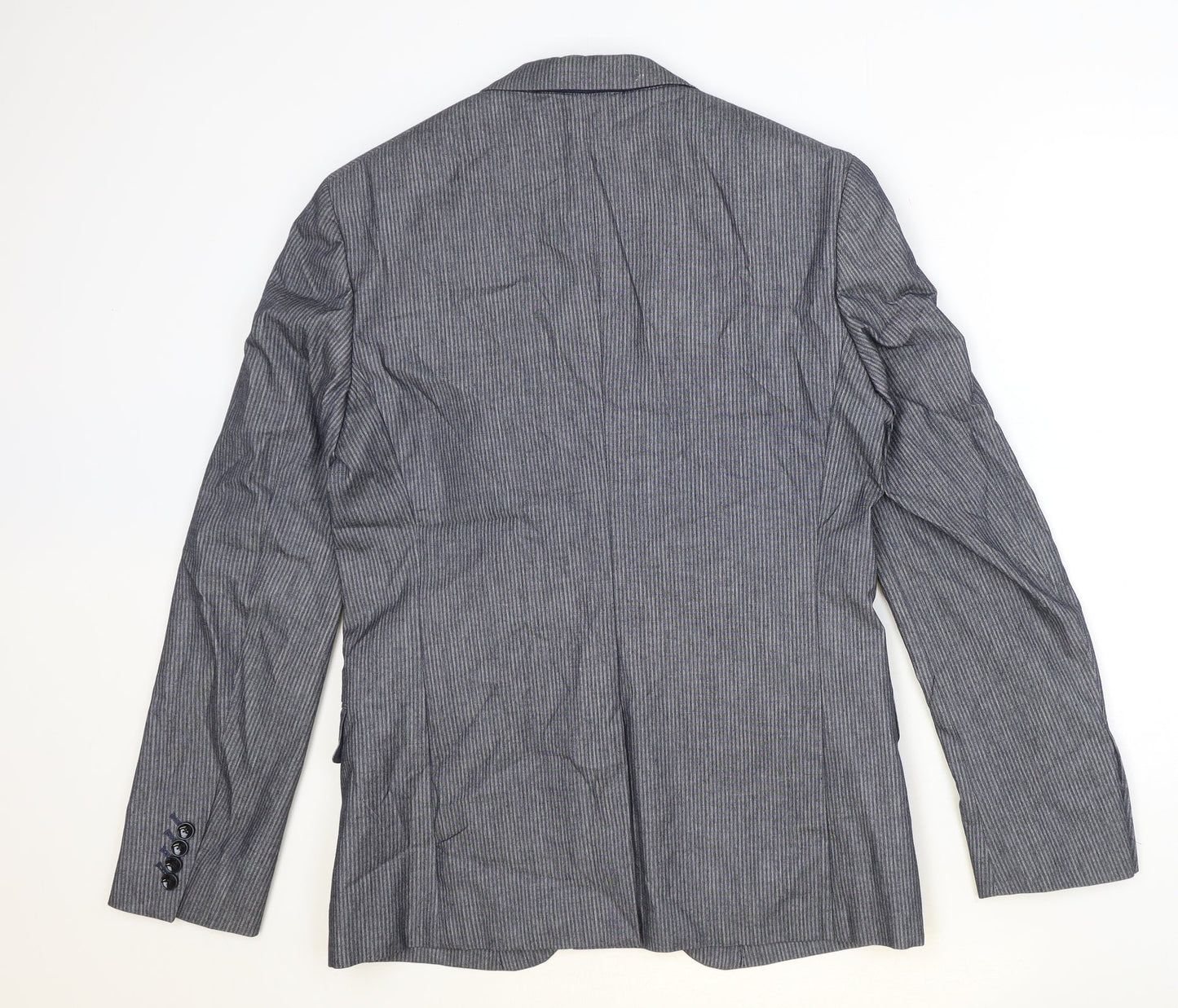 Autograph Mens Green Striped Polyester Jacket Suit Jacket Size 38 Regular