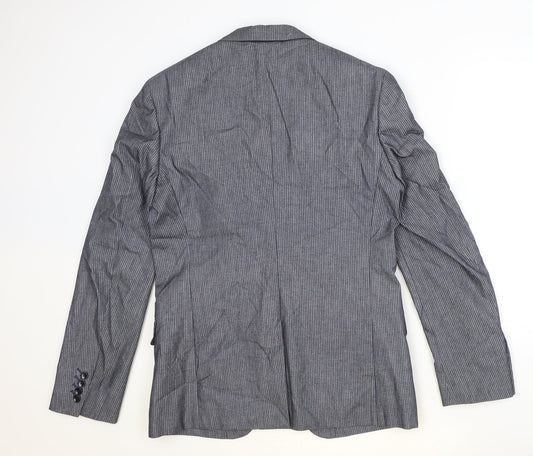 Autograph Mens Green Striped Polyester Jacket Suit Jacket Size 38 Regular