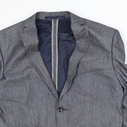 Autograph Mens Green Striped Polyester Jacket Suit Jacket Size 38 Regular