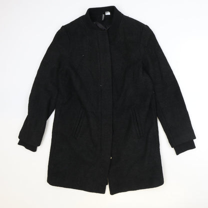 Divided Womens Black Overcoat Coat Size S Zip