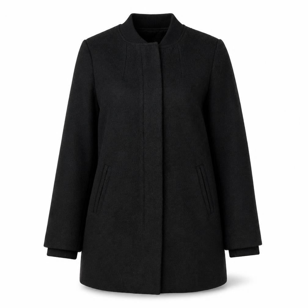 Divided Womens Black Overcoat Coat Size S Zip