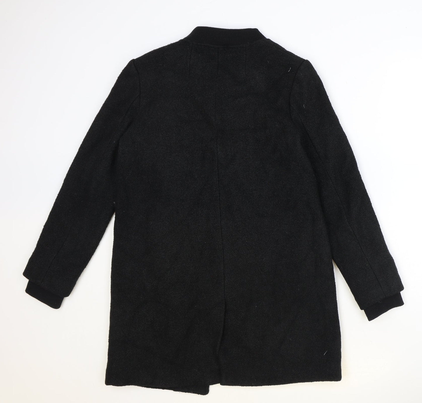 Divided Womens Black Overcoat Coat Size S Zip