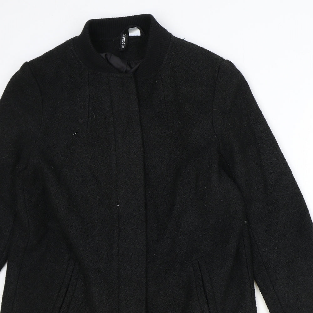 Divided Womens Black Overcoat Coat Size S Zip