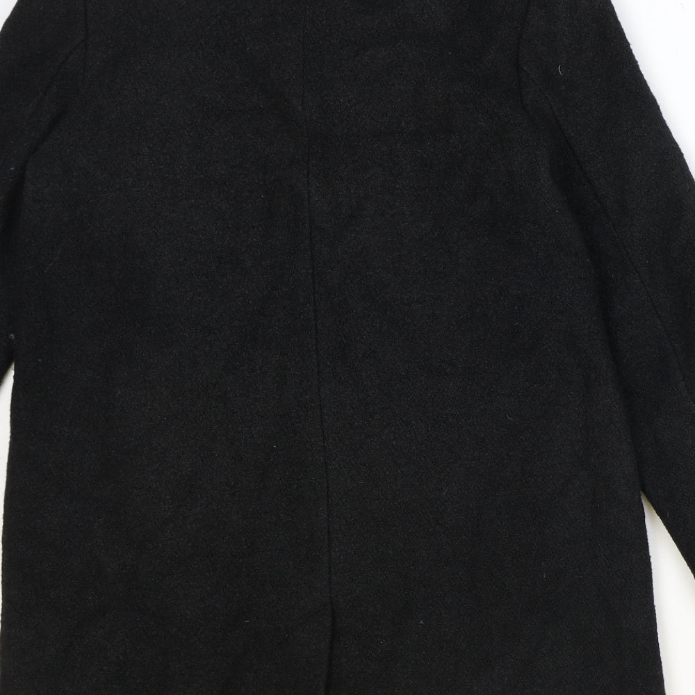 Divided Womens Black Overcoat Coat Size S Zip