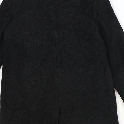 Divided Womens Black Overcoat Coat Size S Zip