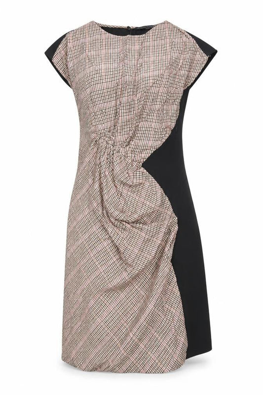 Zara Womens Black Plaid Polyester Trapeze & Swing Size S Round Neck Zip