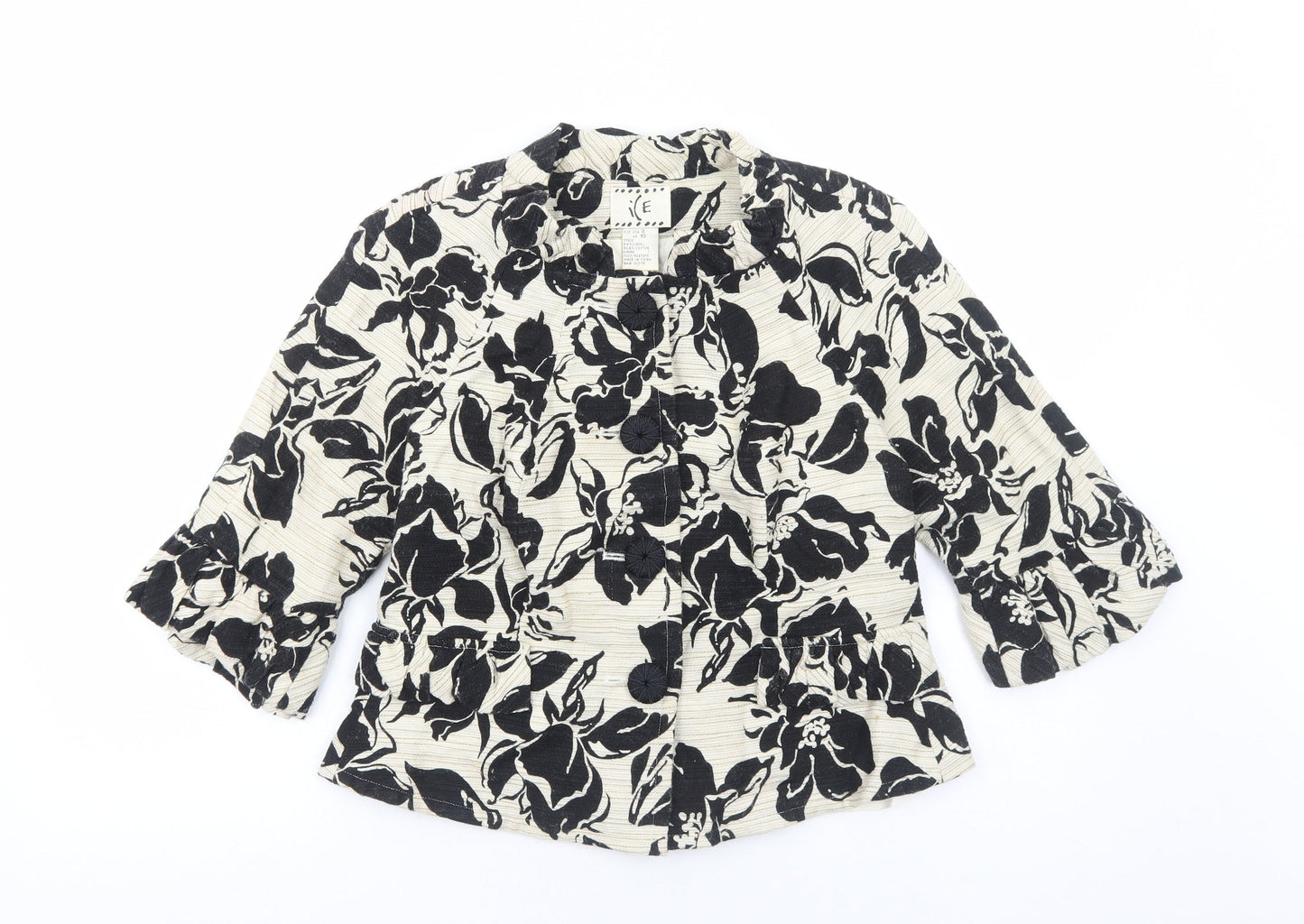 Ice Womens Ivory Floral Jacket Size 10 Button