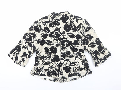Ice Womens Ivory Floral Jacket Size 10 Button
