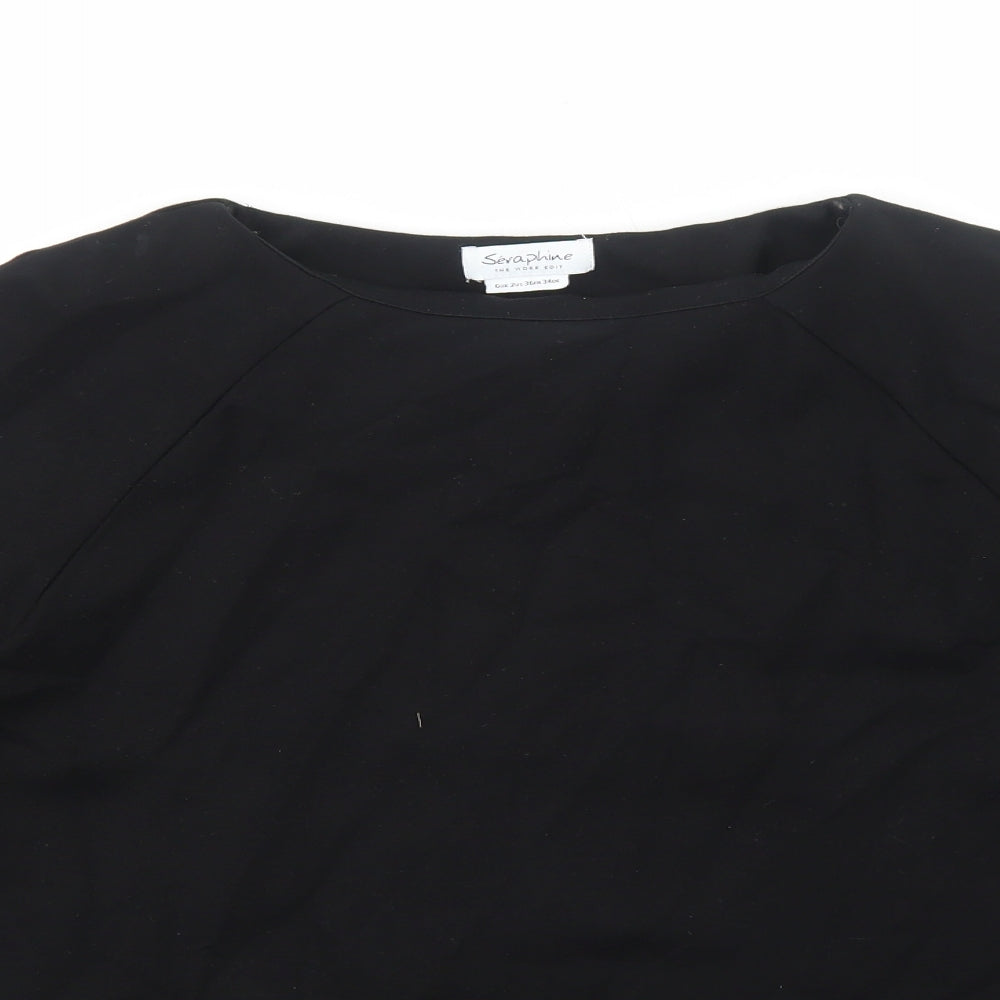 Womens UK Size 6 Seraphine Black Basic T-Shirt