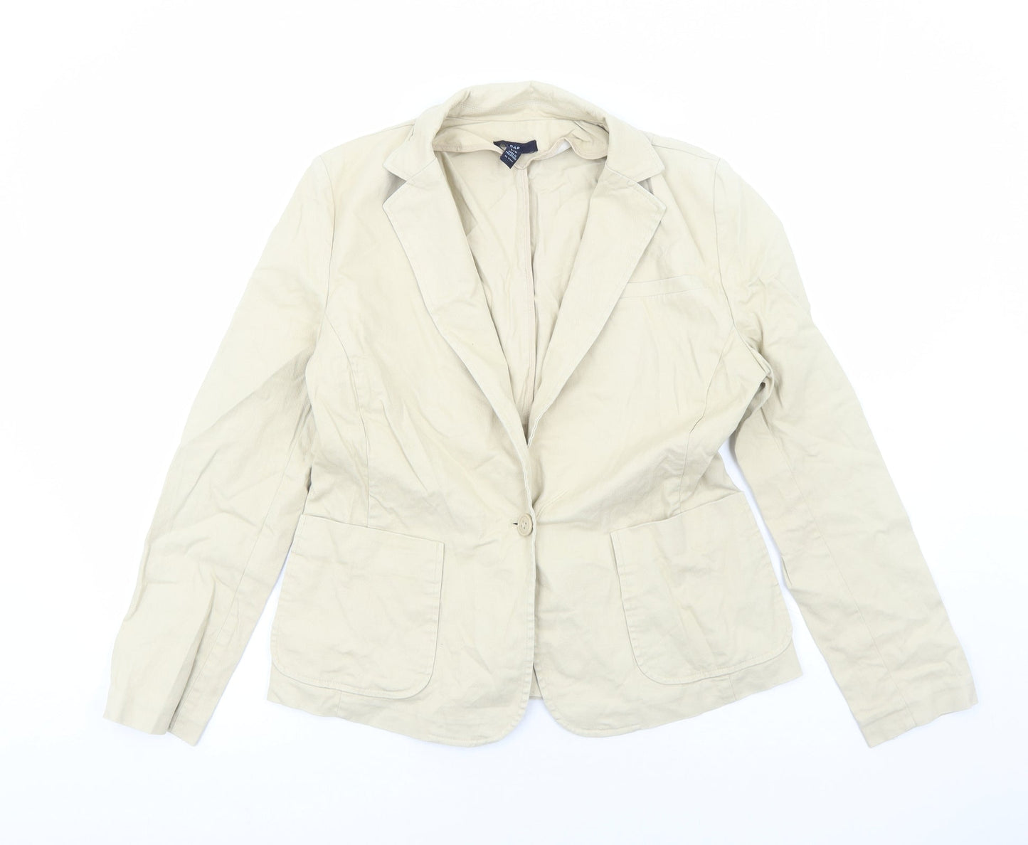 Gap Womens Beige Jacket Blazer Size L Button