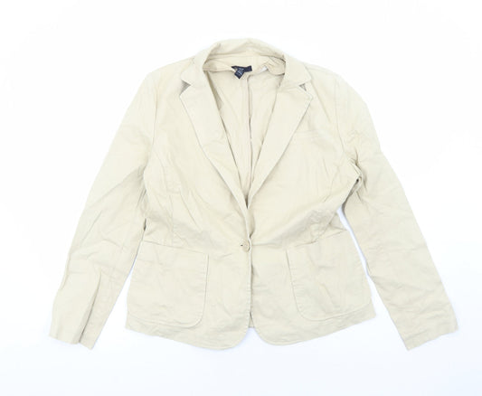 Gap Womens Beige Jacket Blazer Size L Button