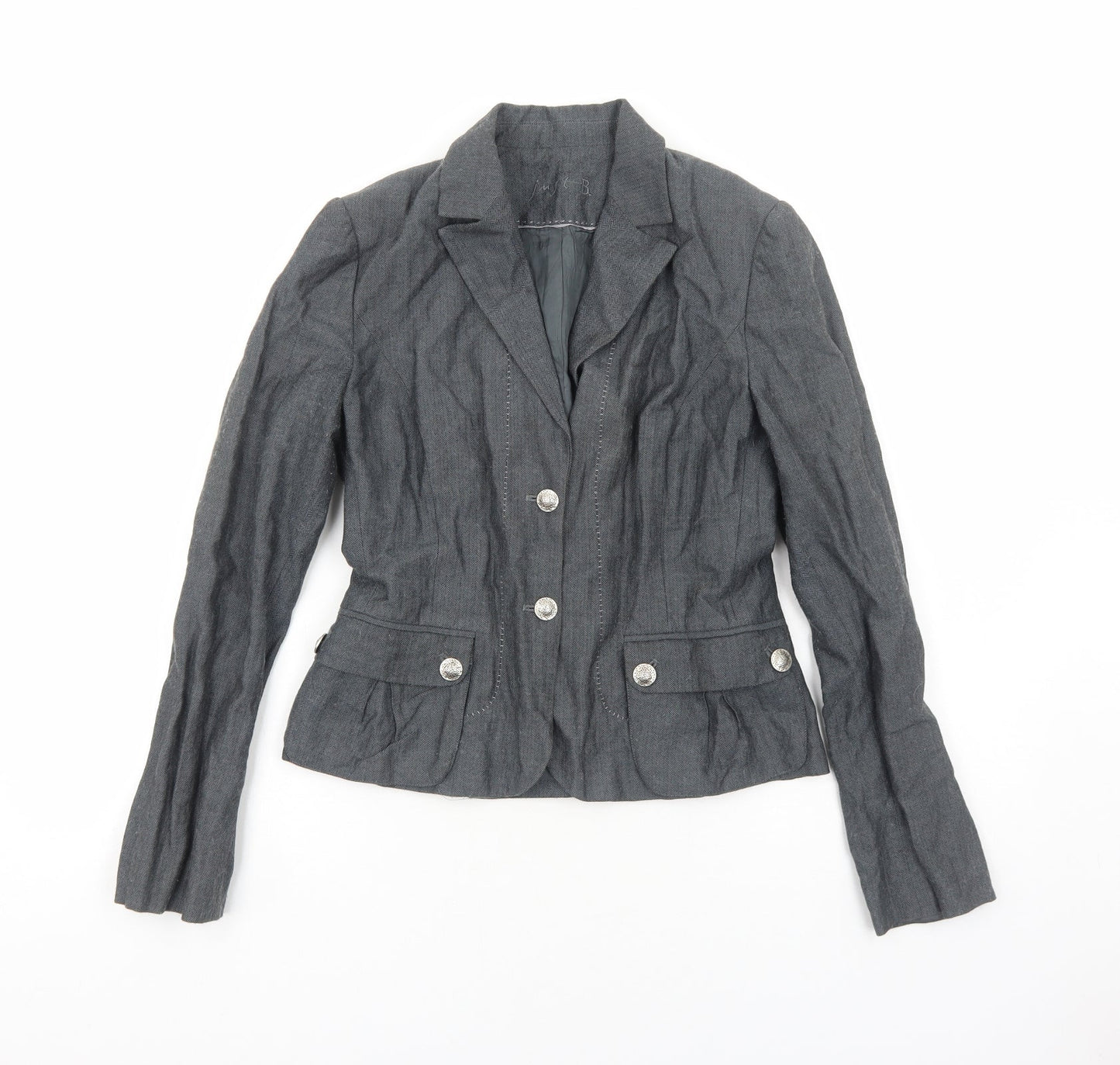 Just B Womens Grey Jacket Blazer Size S Button