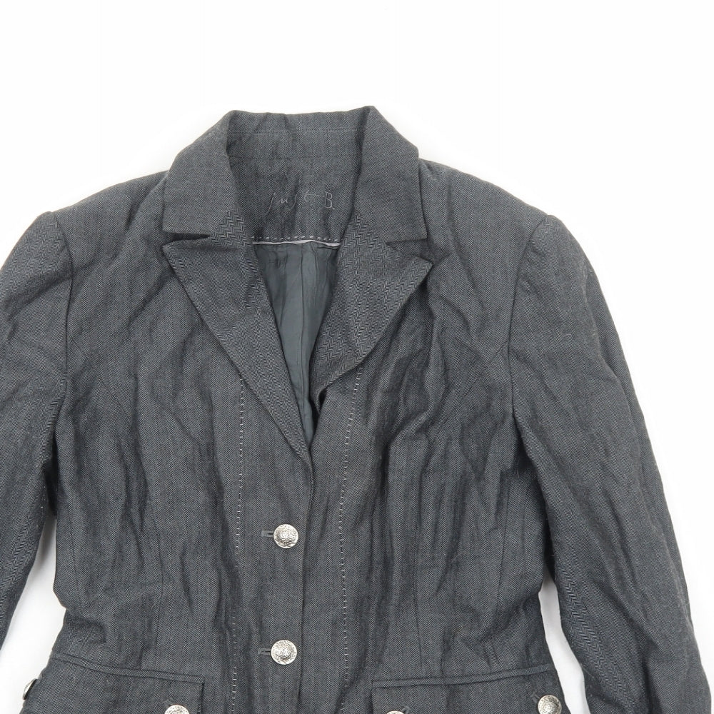 Just B Womens Grey Jacket Blazer Size S Button