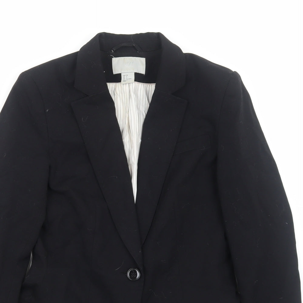 H&M Womens Black Polyester Jacket Blazer Size 6