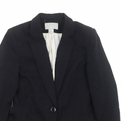 H&M Womens Black Polyester Jacket Blazer Size 6