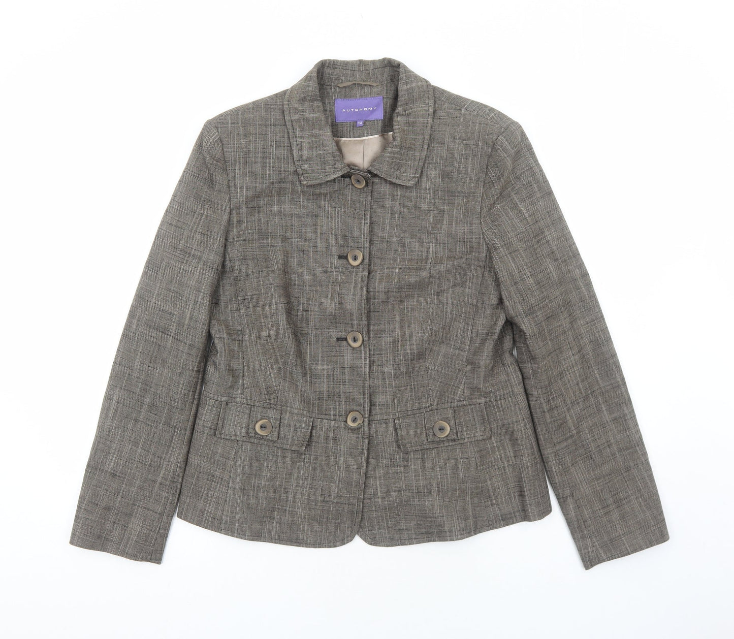 Autonomy Womens Brown Jacket Blazer Size 14 Button