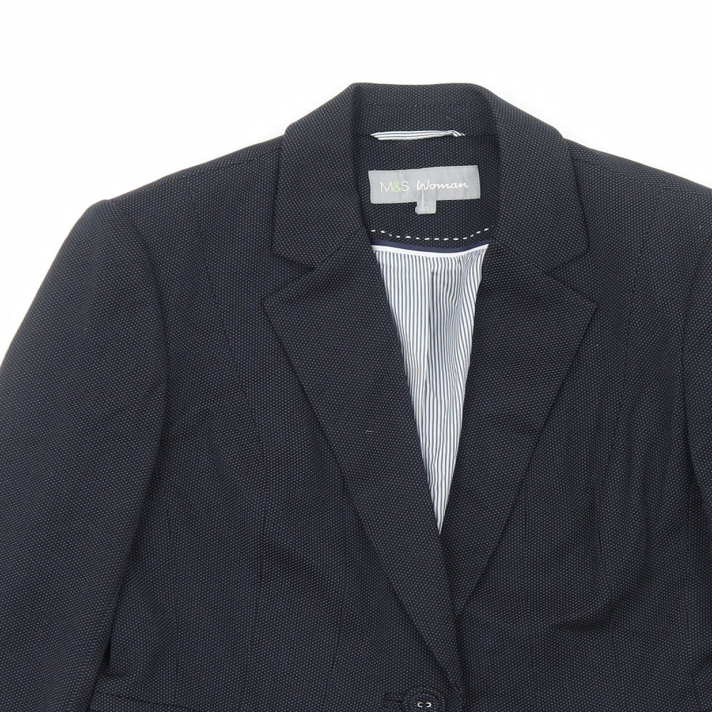 Marks and Spencer Womens Blue Polyester Jacket Blazer Size 10