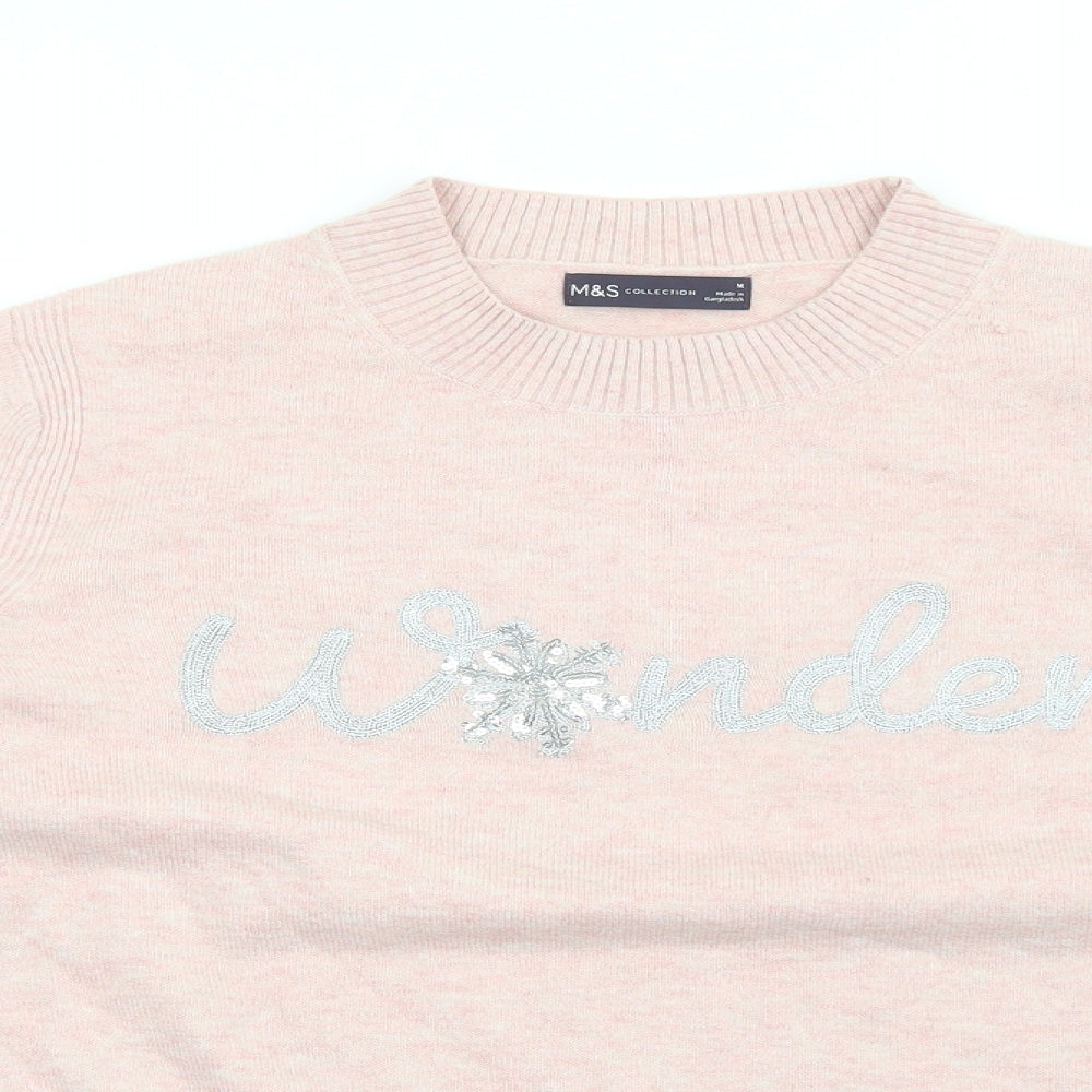 Womens UK Size M Marks and Spencer Pink Pullover Jumper