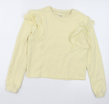 F&F Girls Yellow Cotton Pullover Sweatshirt Size 10-11 Years Pullover