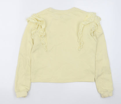 F&F Girls Yellow Cotton Pullover Sweatshirt Size 10-11 Years Pullover