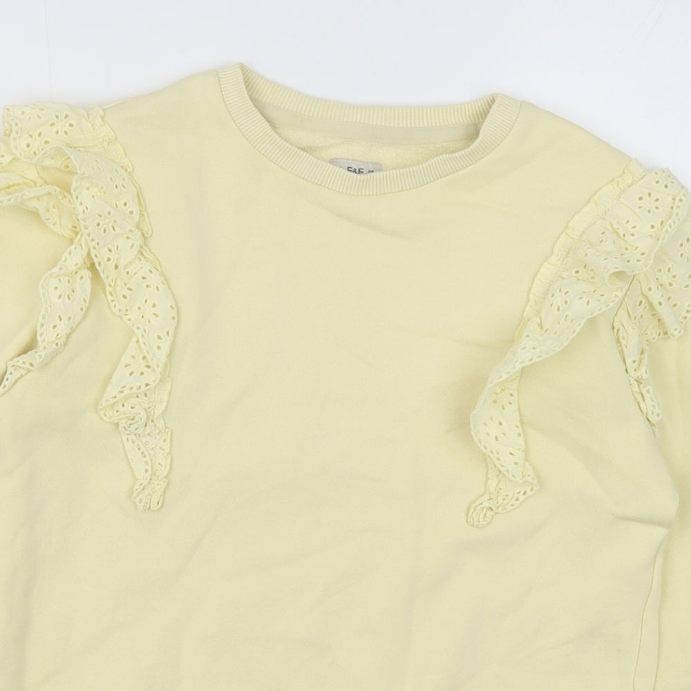 F&F Girls Yellow Cotton Pullover Sweatshirt Size 10-11 Years Pullover