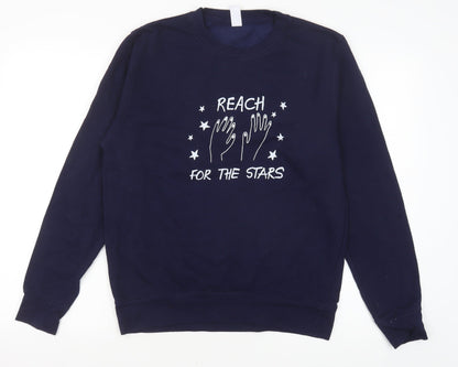 Preworn Womens Blue Cotton Pullover Sweatshirt Size S Pullover - Reach for the Stars