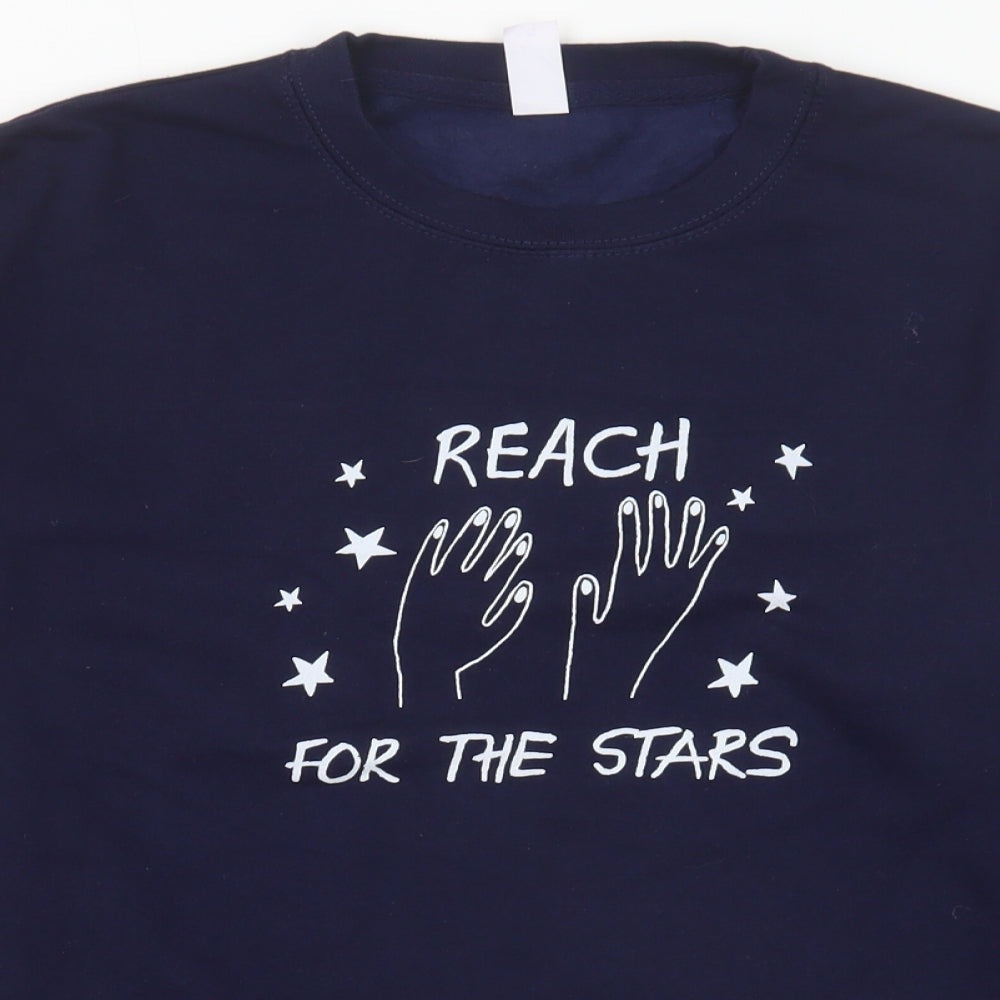 Preworn Womens Blue Cotton Pullover Sweatshirt Size S Pullover - Reach for the Stars