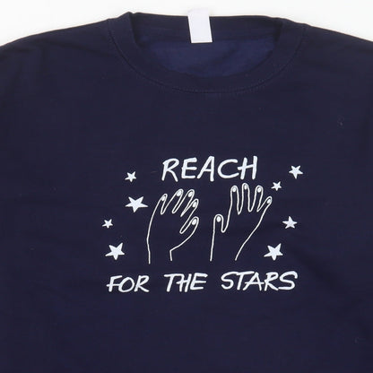 Preworn Womens Blue Cotton Pullover Sweatshirt Size S Pullover - Reach for the Stars