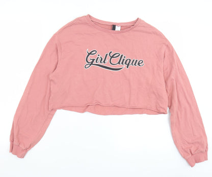 H&M Womens Pink Cotton Pullover Sweatshirt Size S Pullover - Girl Clique