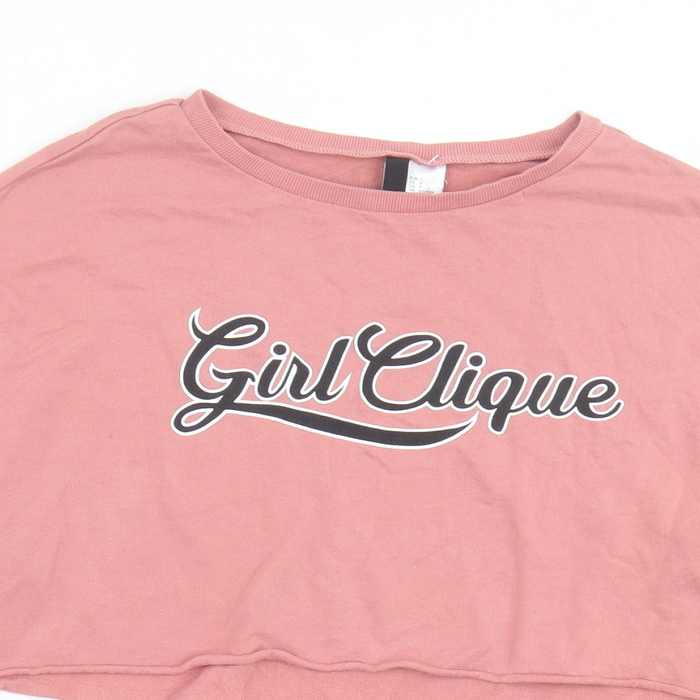 H&M Womens Pink Cotton Pullover Sweatshirt Size S Pullover - Girl Clique